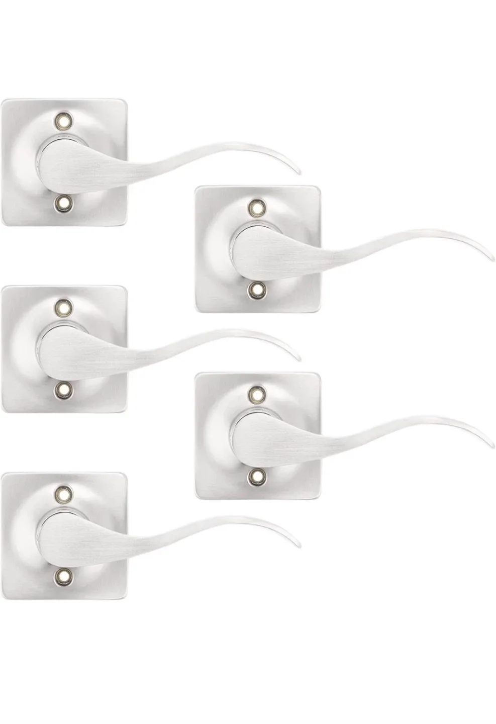 Door Lever Handle Set, Satin Nickel Finish