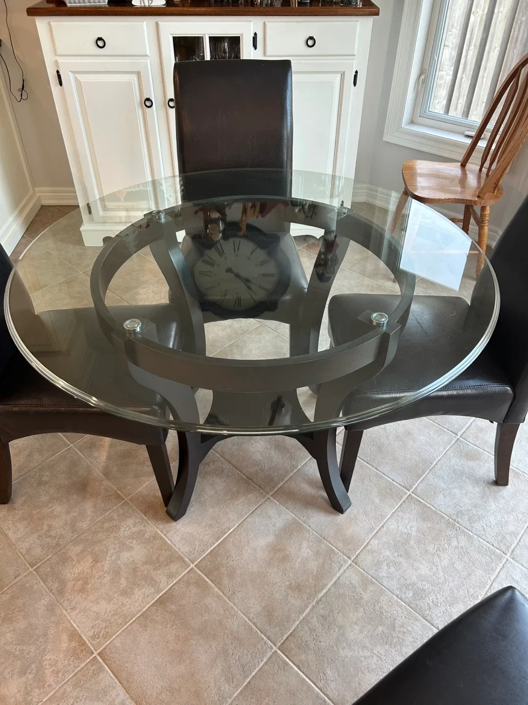 Glass Top Round Dining Table with 4 Chairs