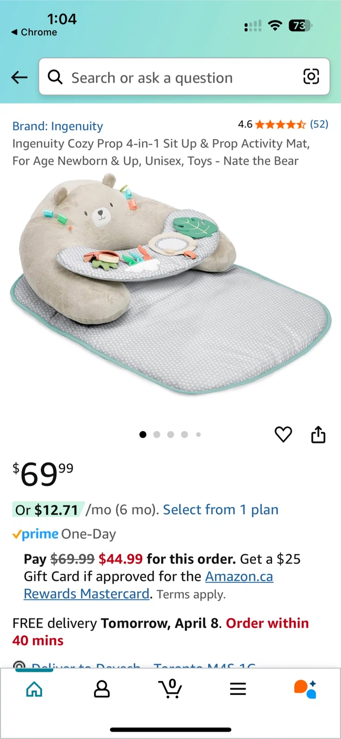Ingenuity Cozy Prop 4-in-1 Sit Up Activity Mat