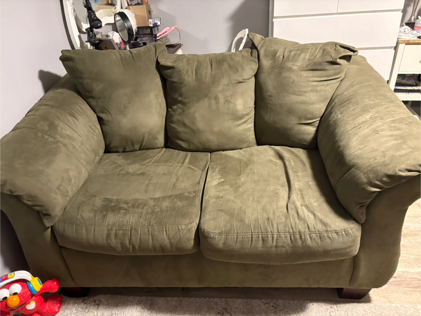 Olive Green Loveseat Sofa - photo 2