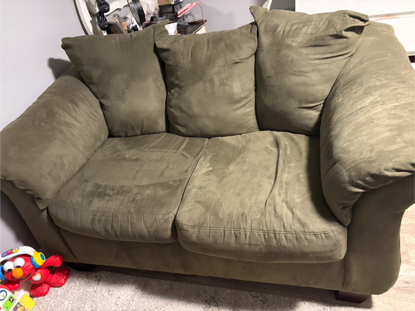 Olive Green Loveseat Sofa