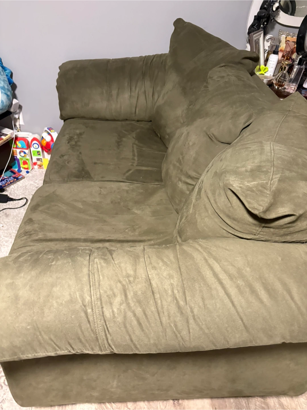 Olive Green Loveseat Sofa - photo 3