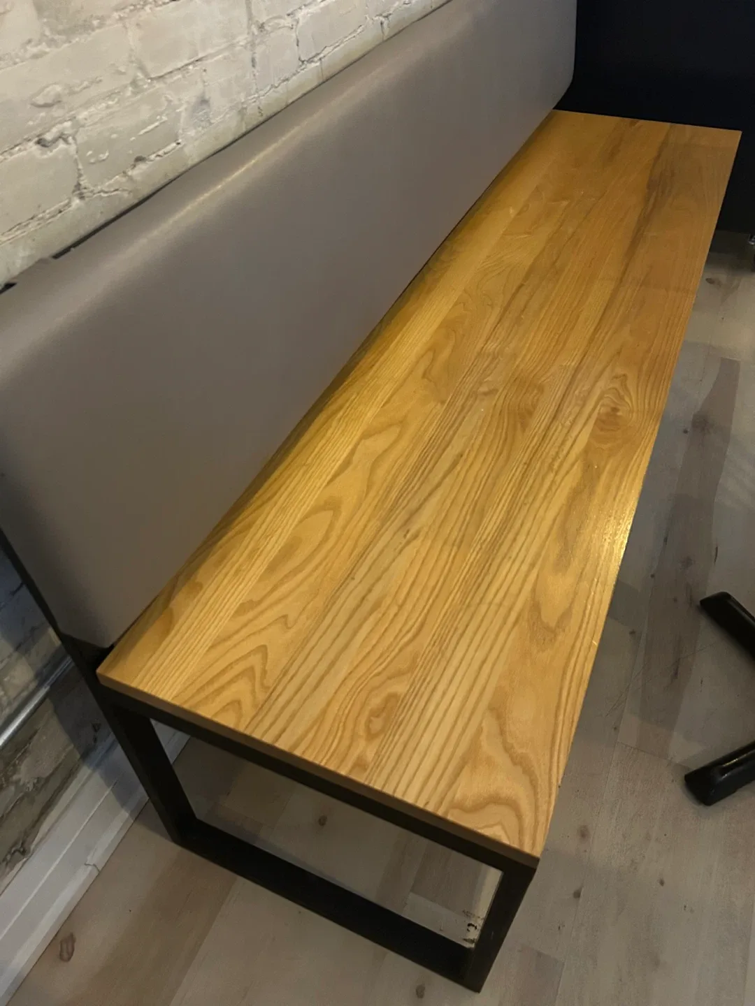 Wooden Bench with Grey Backrest