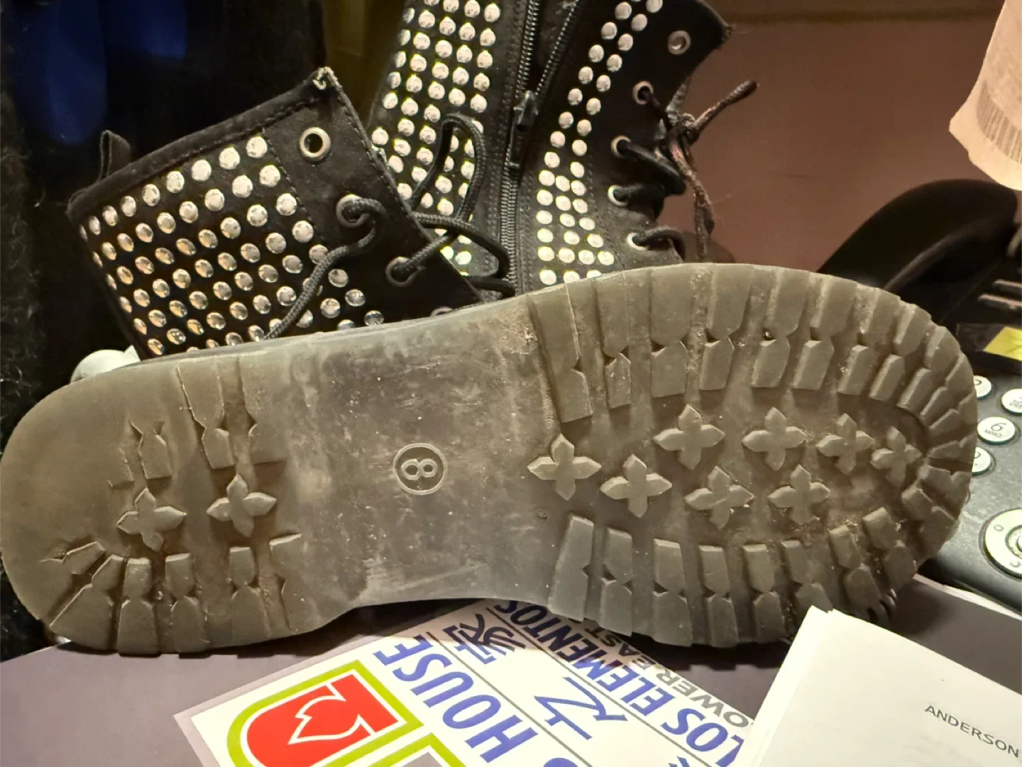 Black Studded Combat Boots - Size 8 image indicator(4)