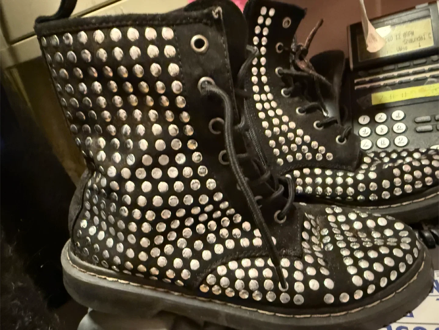 Black Studded Combat Boots - Size 8 image indicator(2)