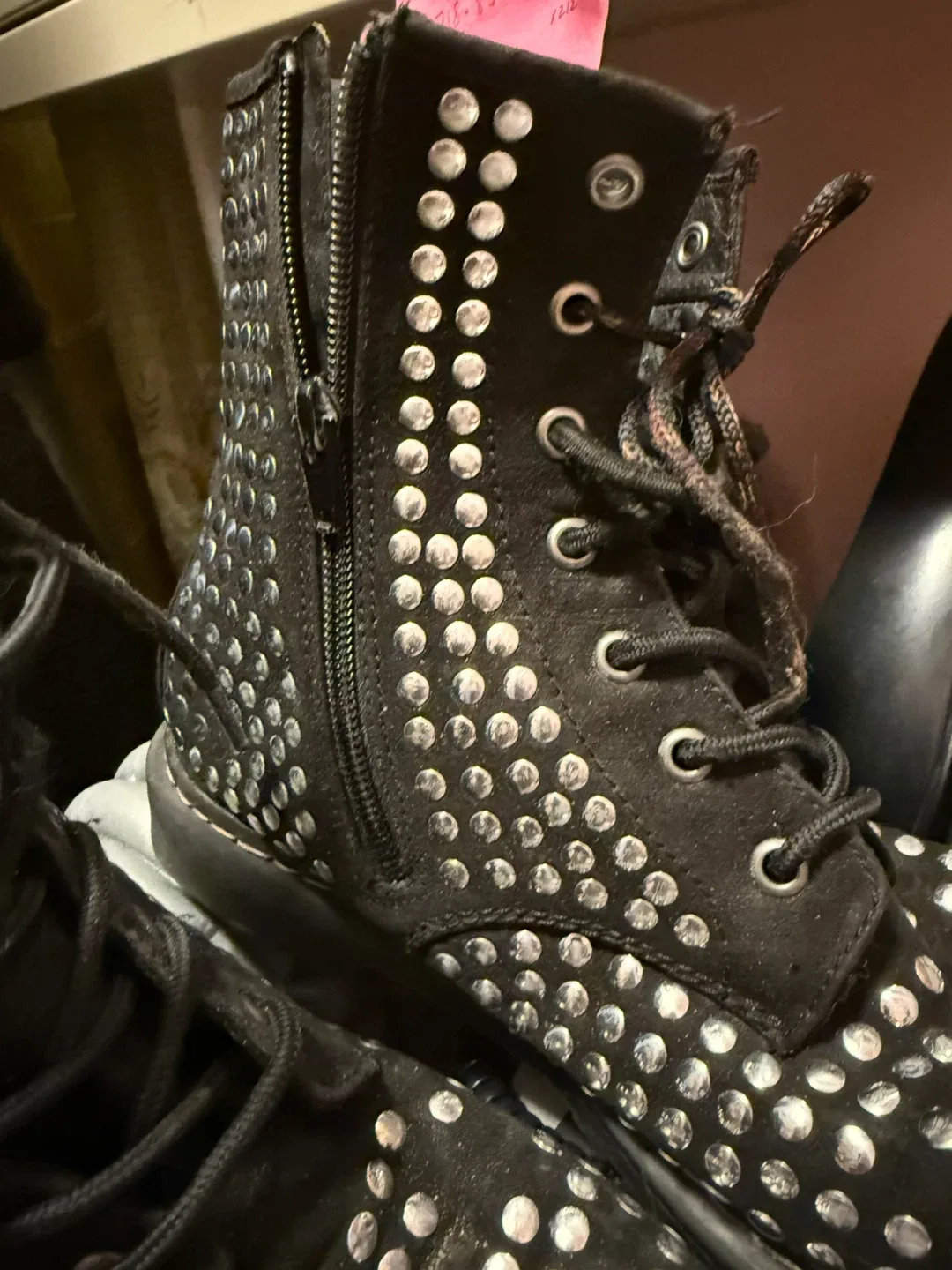 Black Studded Combat Boots - Size 8 image indicator(3)
