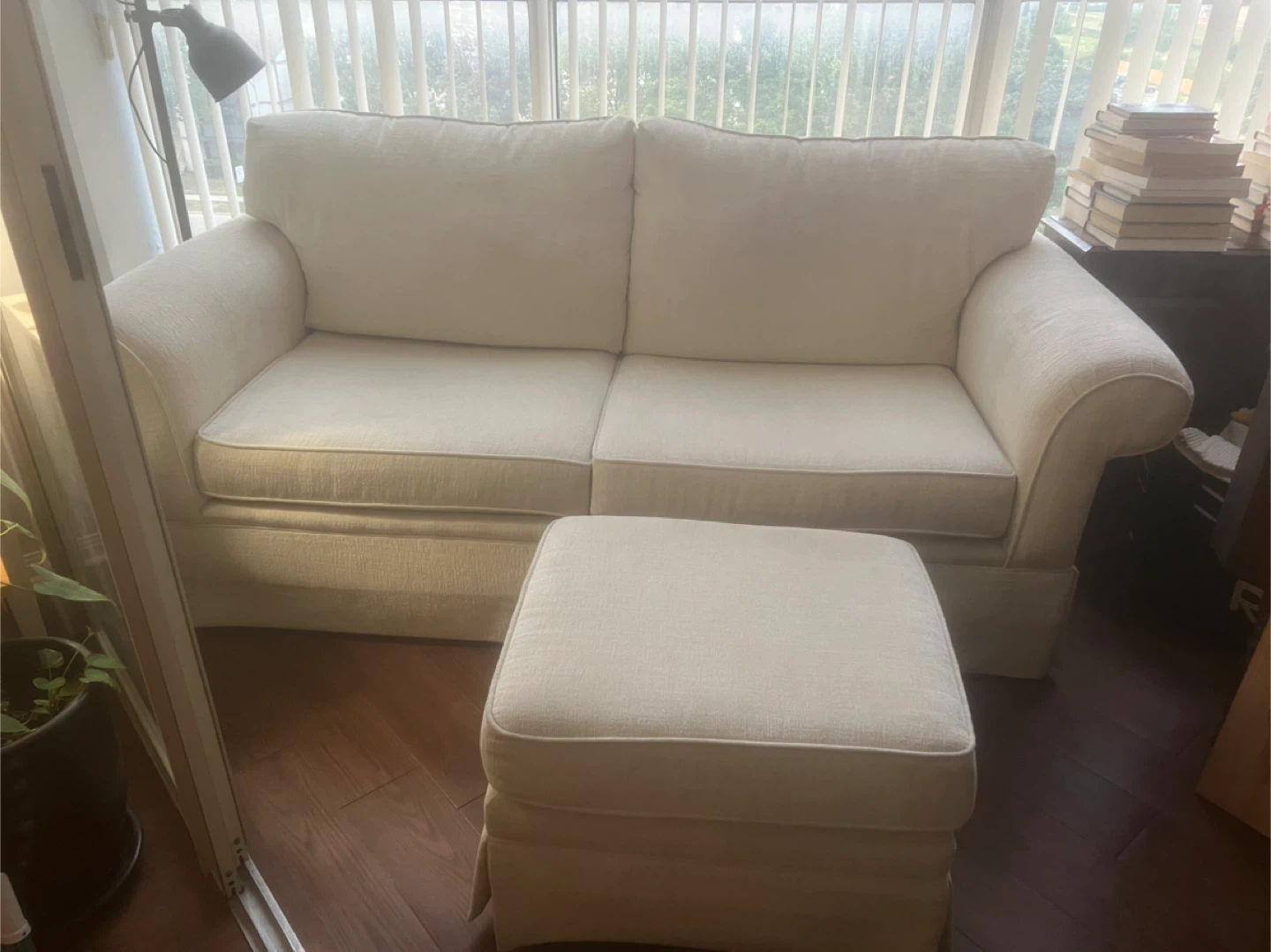 Cream Loveseat and Ottoman Set