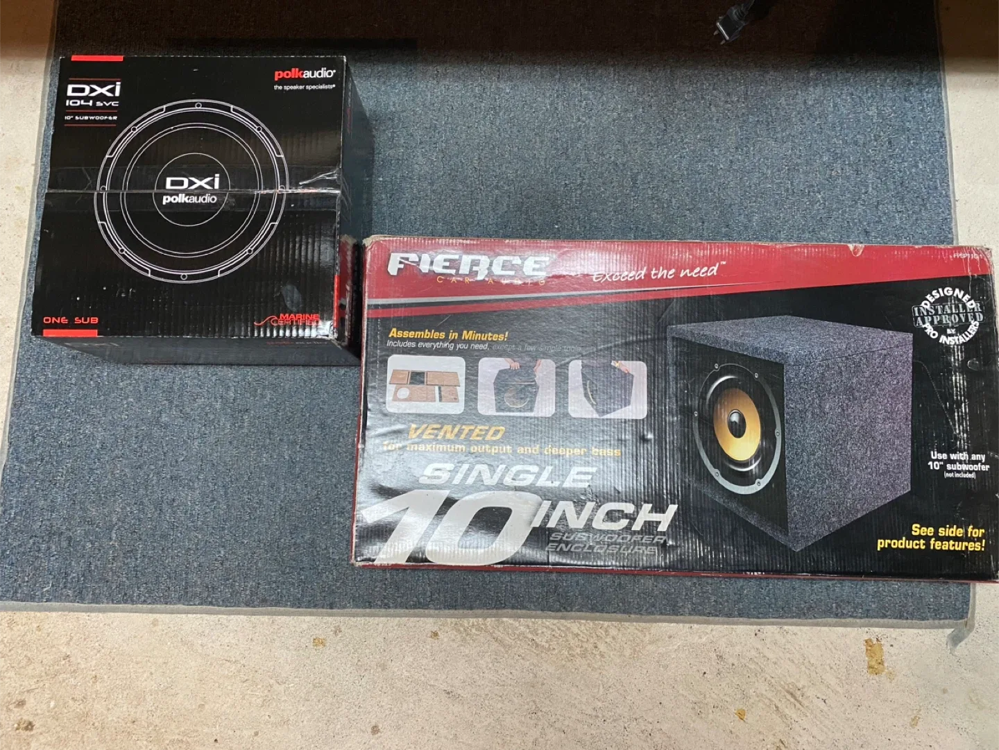 Car Audio Polk 10 inch subwoofer, Fierce sub speaker enclosure