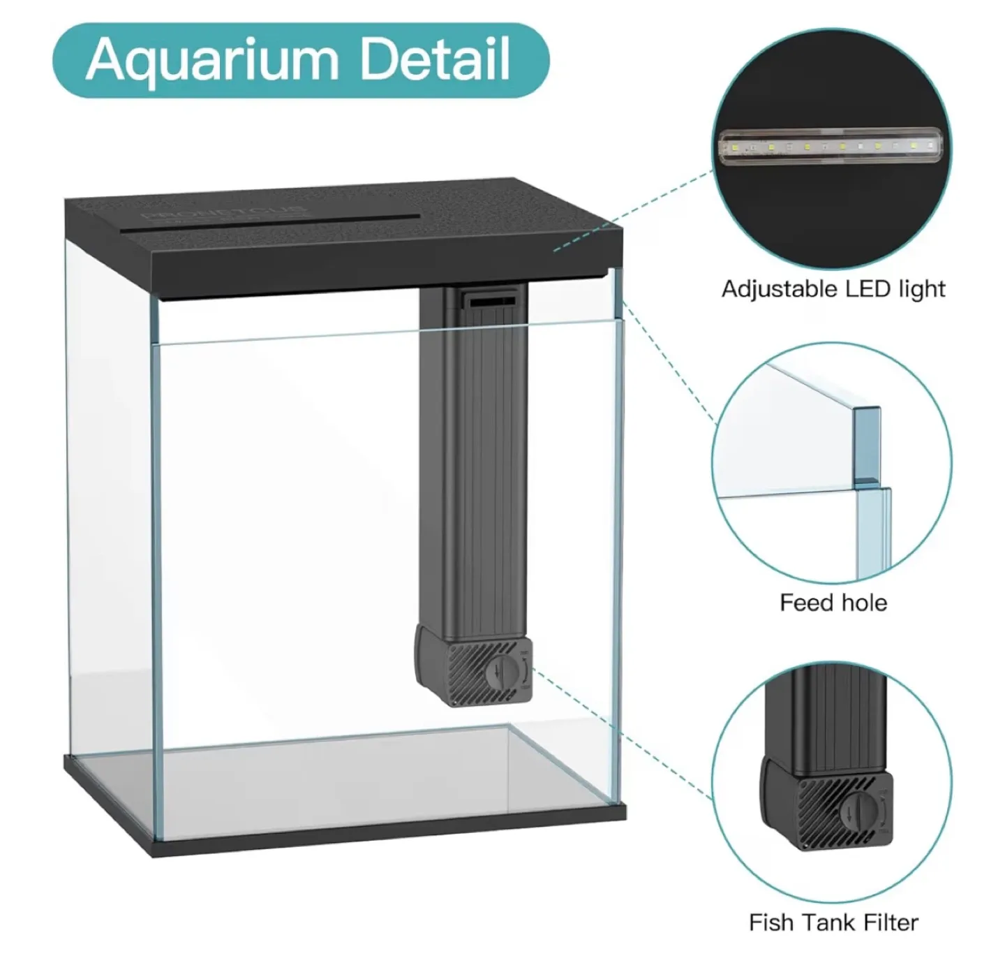 Like New Small Glass Fish Tank with Filter and led Light image indicator(4)