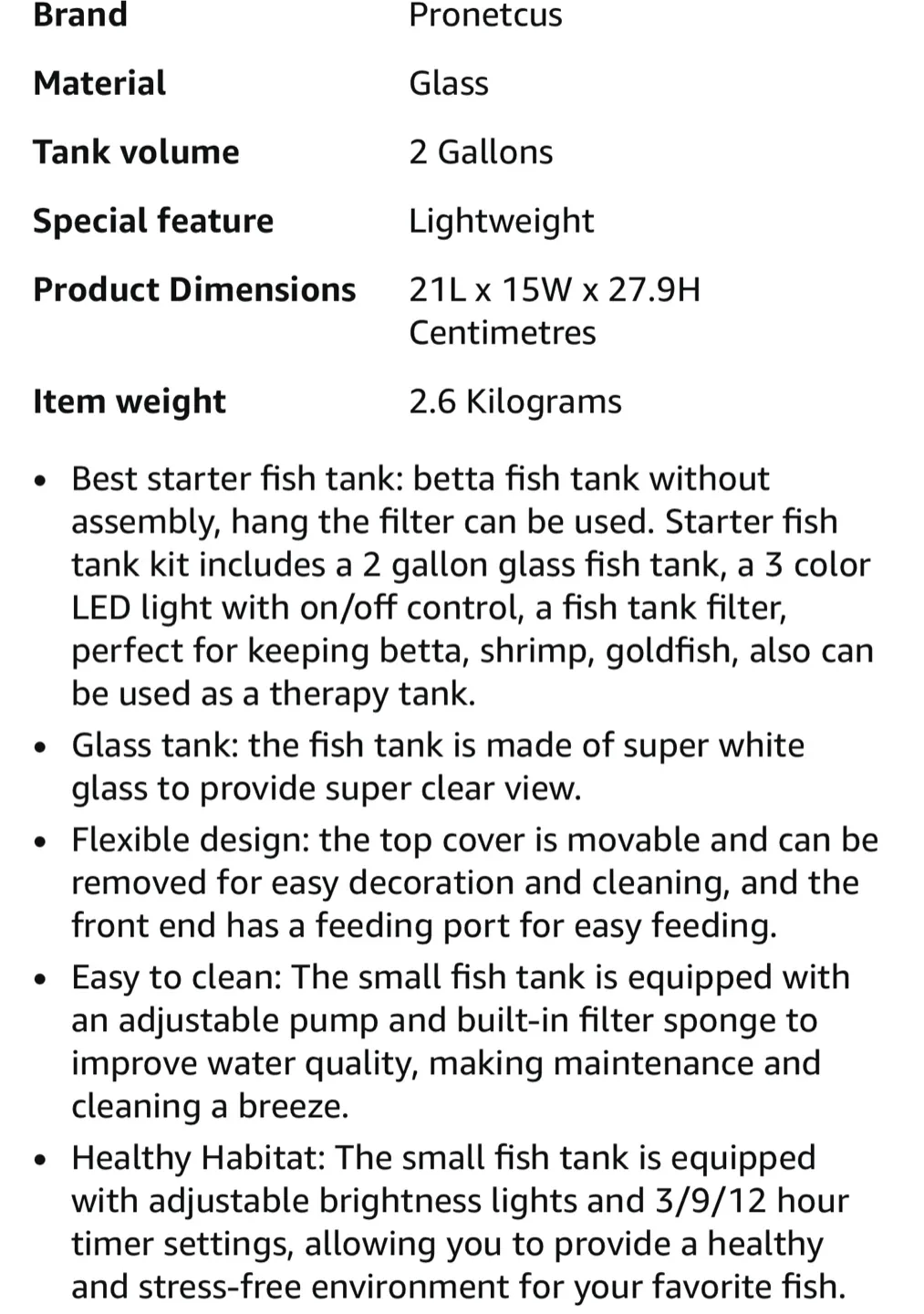 Like New Small Glass Fish Tank with Filter and led Light image indicator(6)