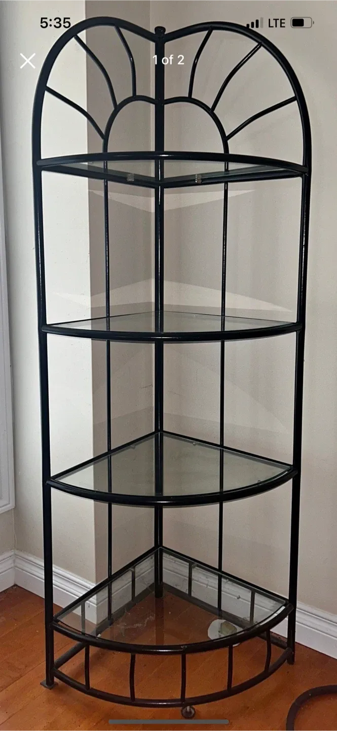 Black Metal & Glass Corner Shelf $100 image indicator(2)