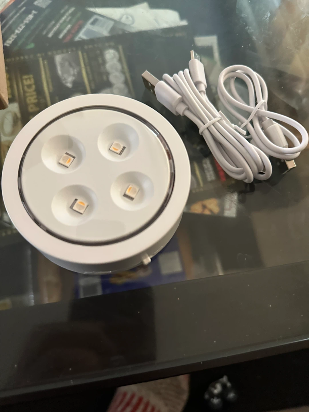 LED Puck Light with USB Cable - White
