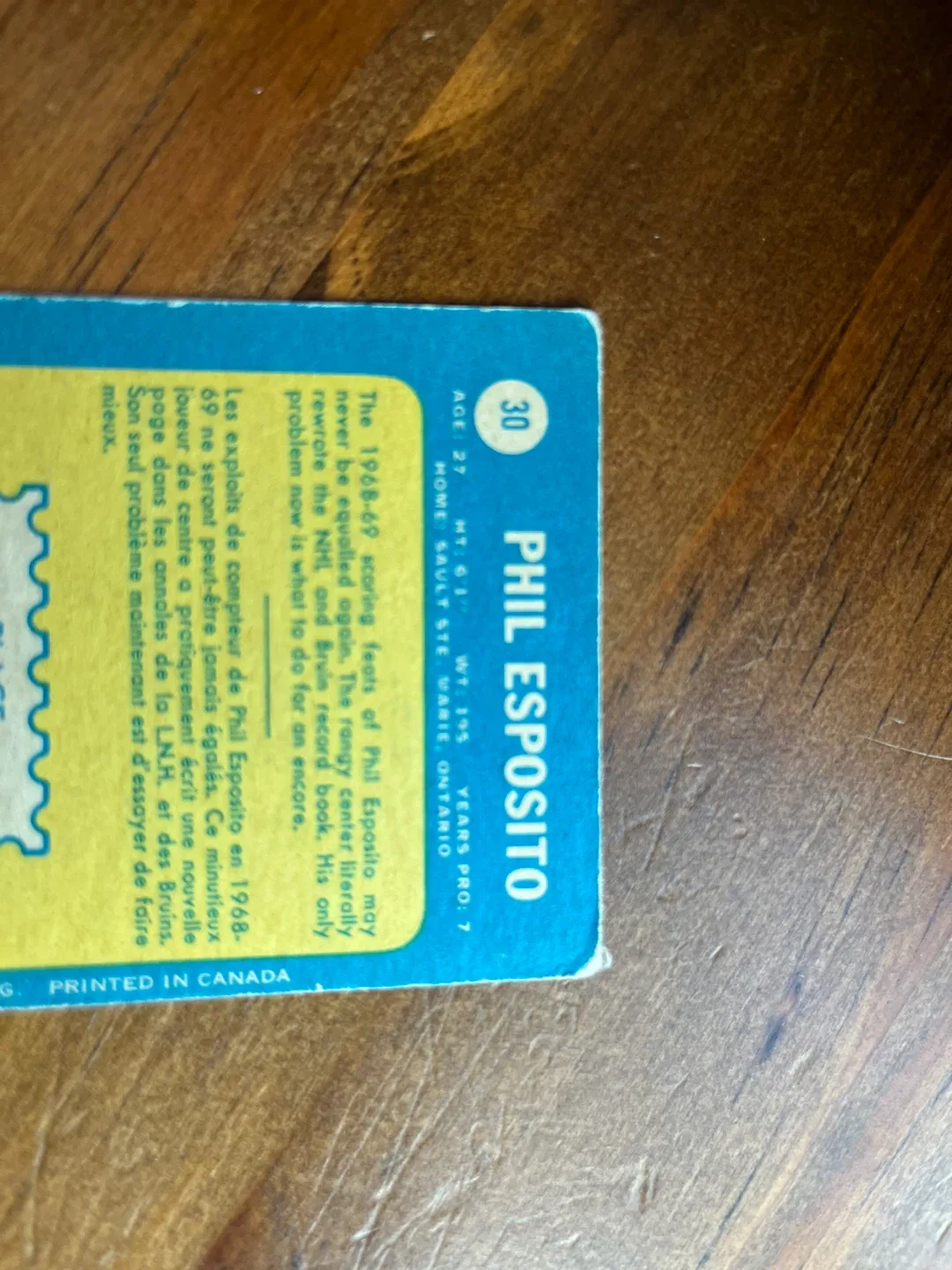 Phil Esposito T.C.G. Hockey Card 1968-69 image indicator(4)