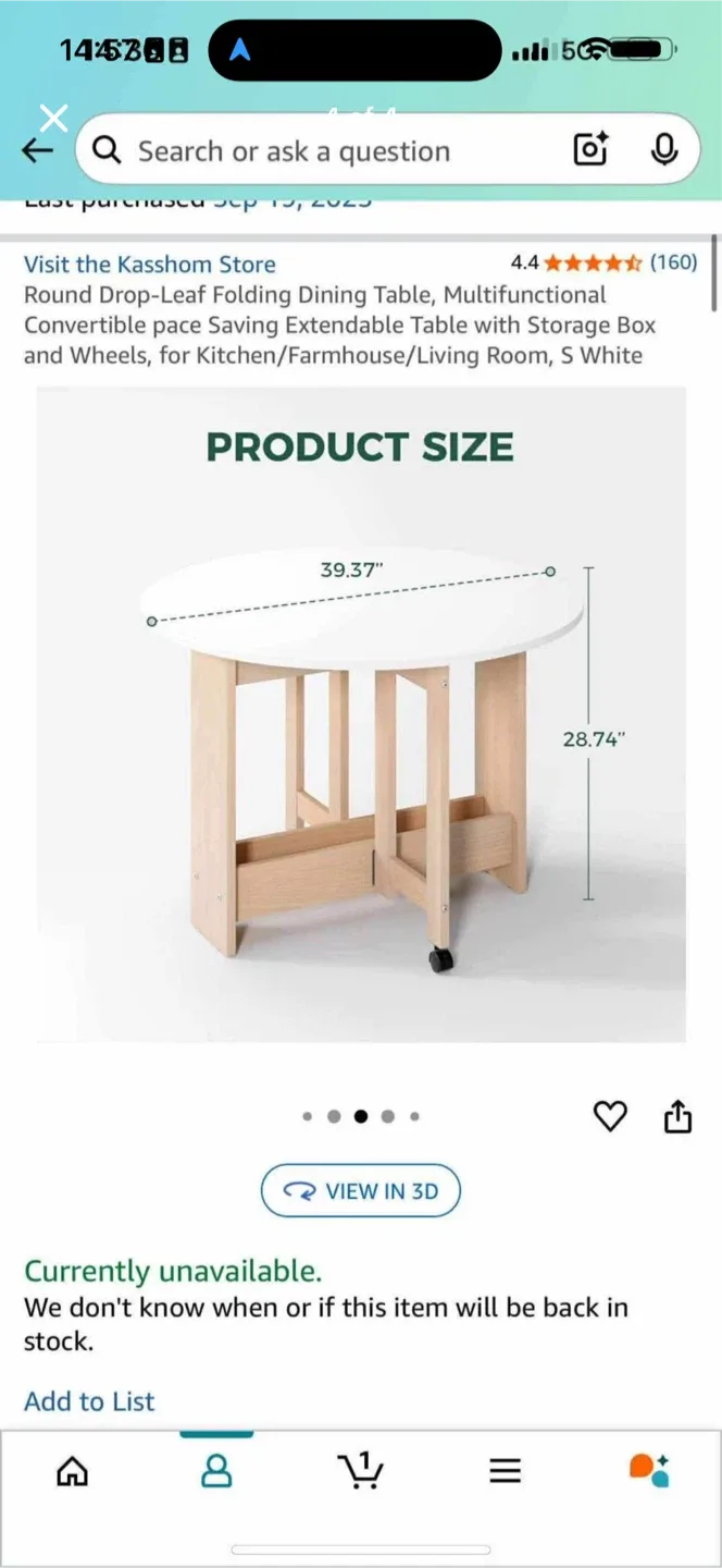 Round Drop-Leaf Folding Dining Table image indicator(3)