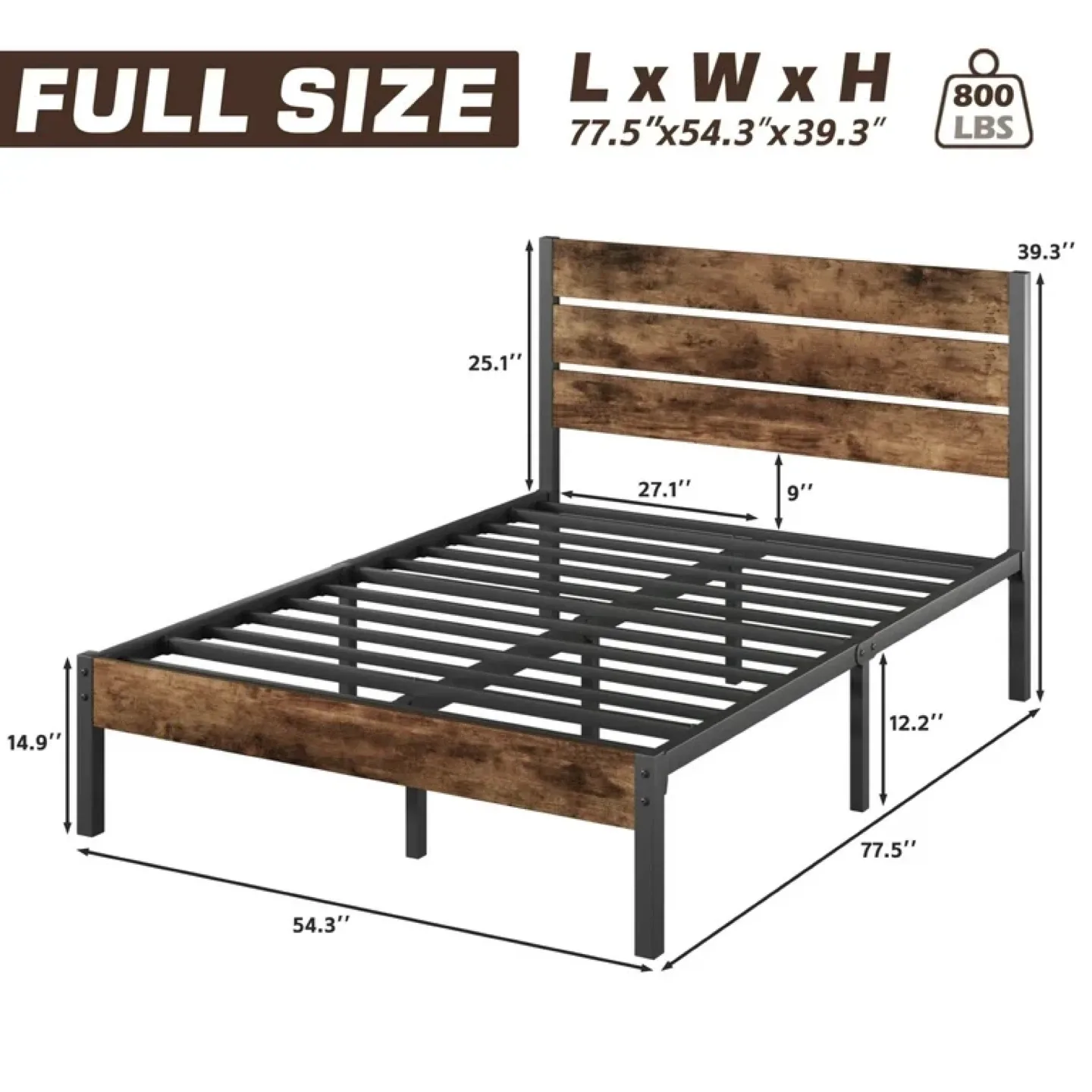 Fluest Full Size Bed Frame with Headboard and Footboard image indicator(5)