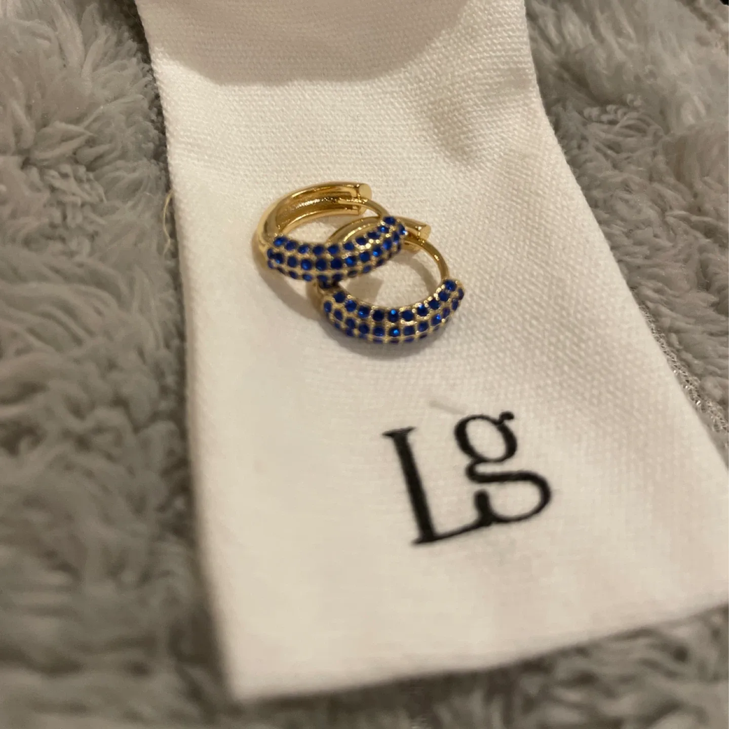 New Lisa Gozlan Gold & Blue Earrings