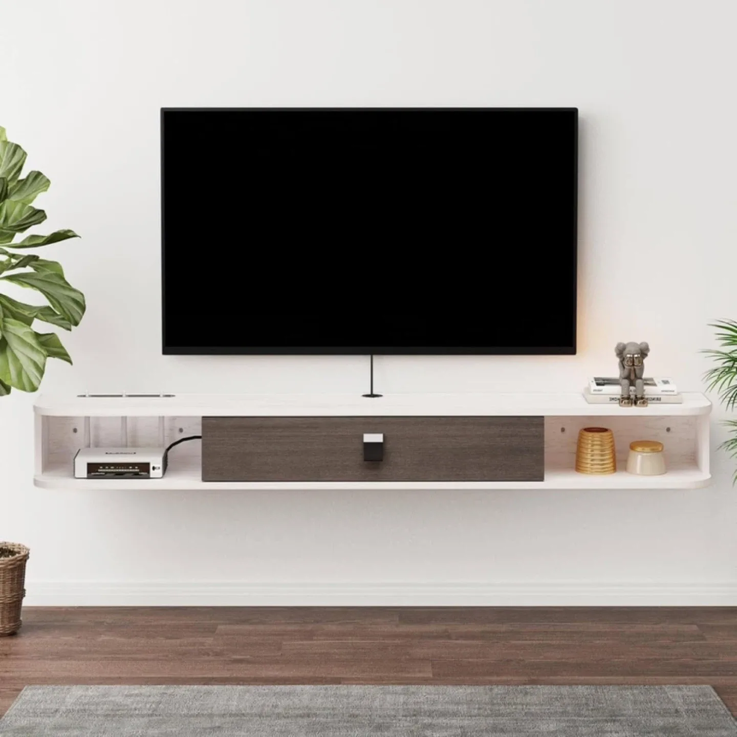 Floating TV Unit, 55'' Wall Mounted TV Cabinet