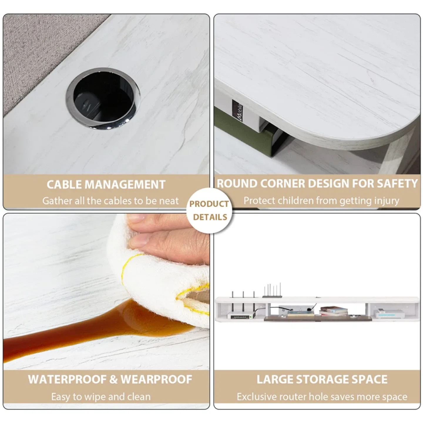 Floating TV Unit, 55'' Wall Mounted TV Cabinet image indicator(5)