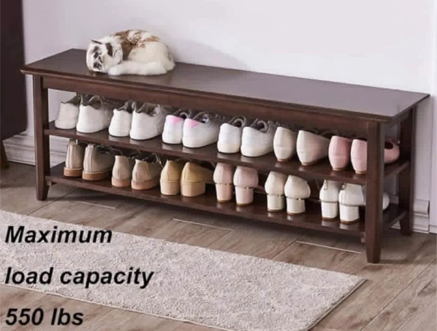 Shoe Rack & Storage Wood Bench