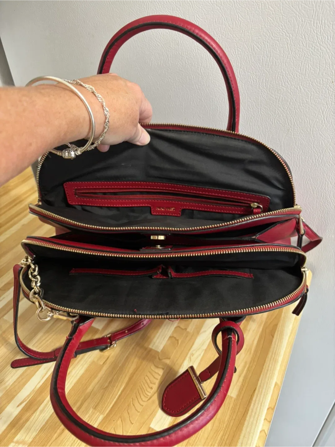 Nine West Red Satchel Bag image indicator(3)