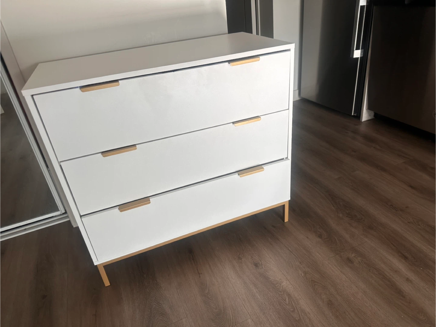 3-Drawer Dresser with Gold Accents