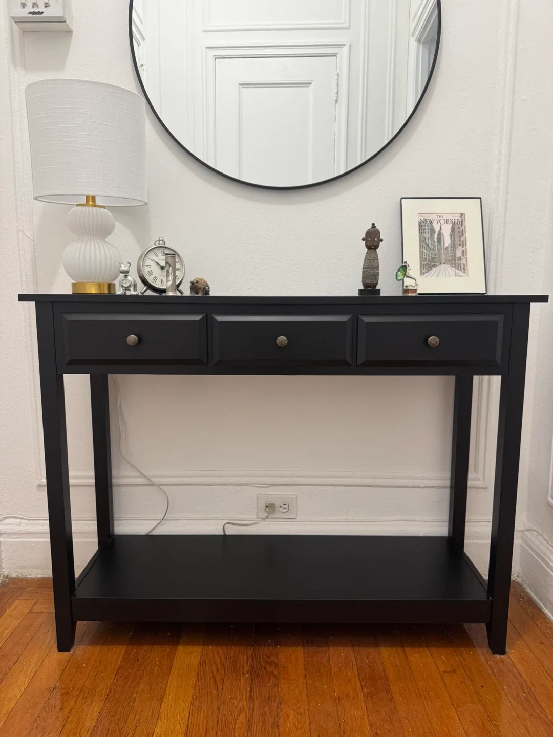 Black Console Table with 3 Drawers