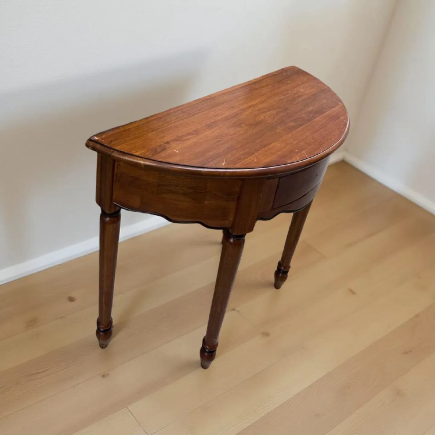 Dark Wood Demilune Console Table thumbnail