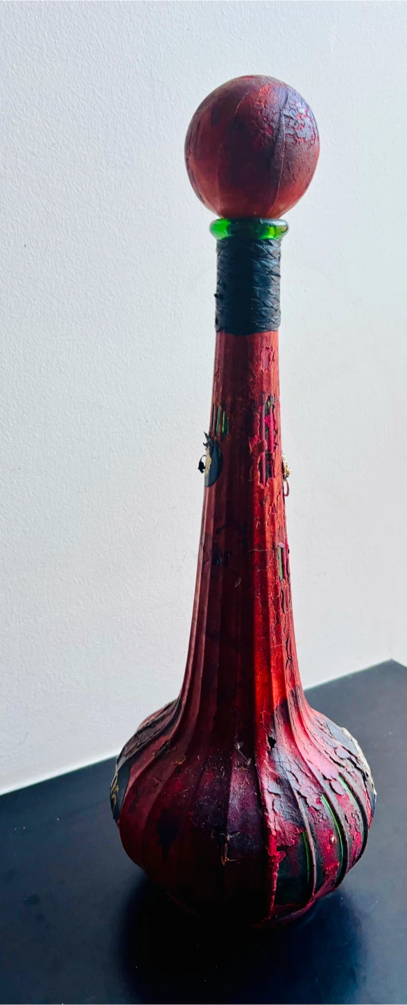 Tall Decorative Red Glass Decanter - photo 3