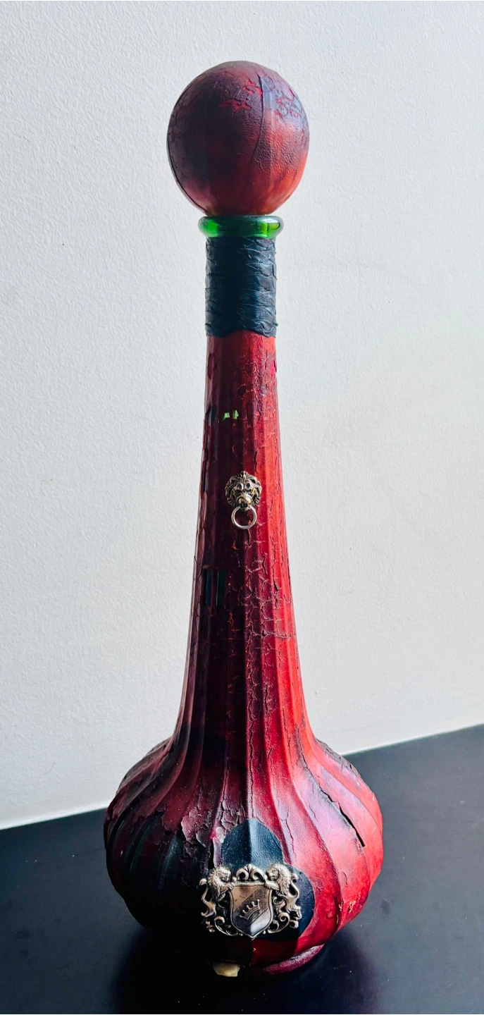 Tall Decorative Red Glass Decanter