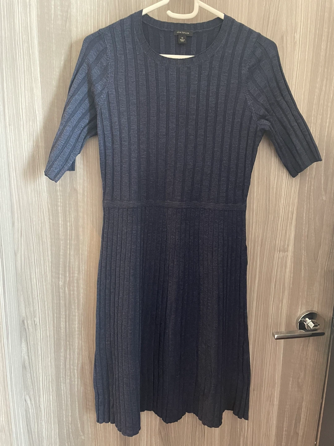 Ann Taylor Navy Blue Ribbed Dress