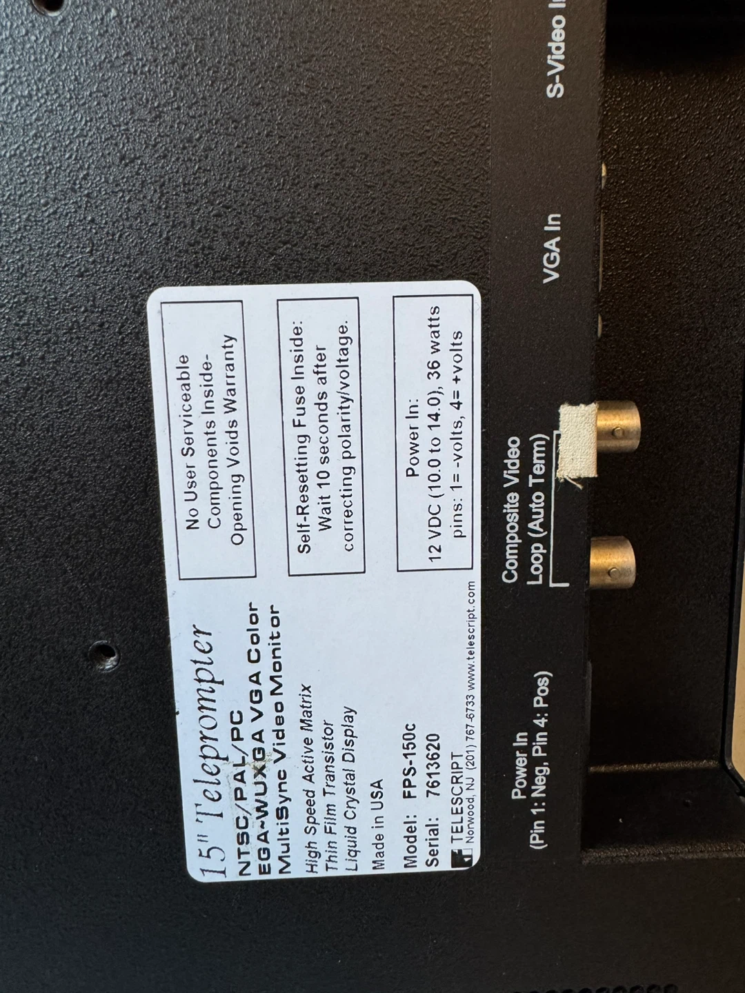 TeleScript 15" Teleprompter Monitor FPS-150c - photo 3