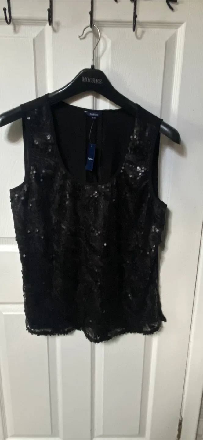 New! Ladies Black Sequin Sleeveless Top with tags! image indicator(2)