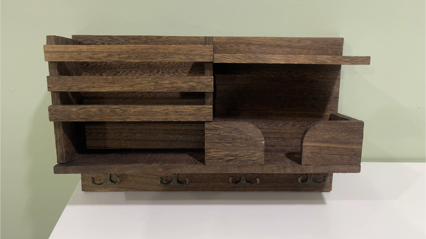 Wooden Wall Organizer with Hooks - photo 2