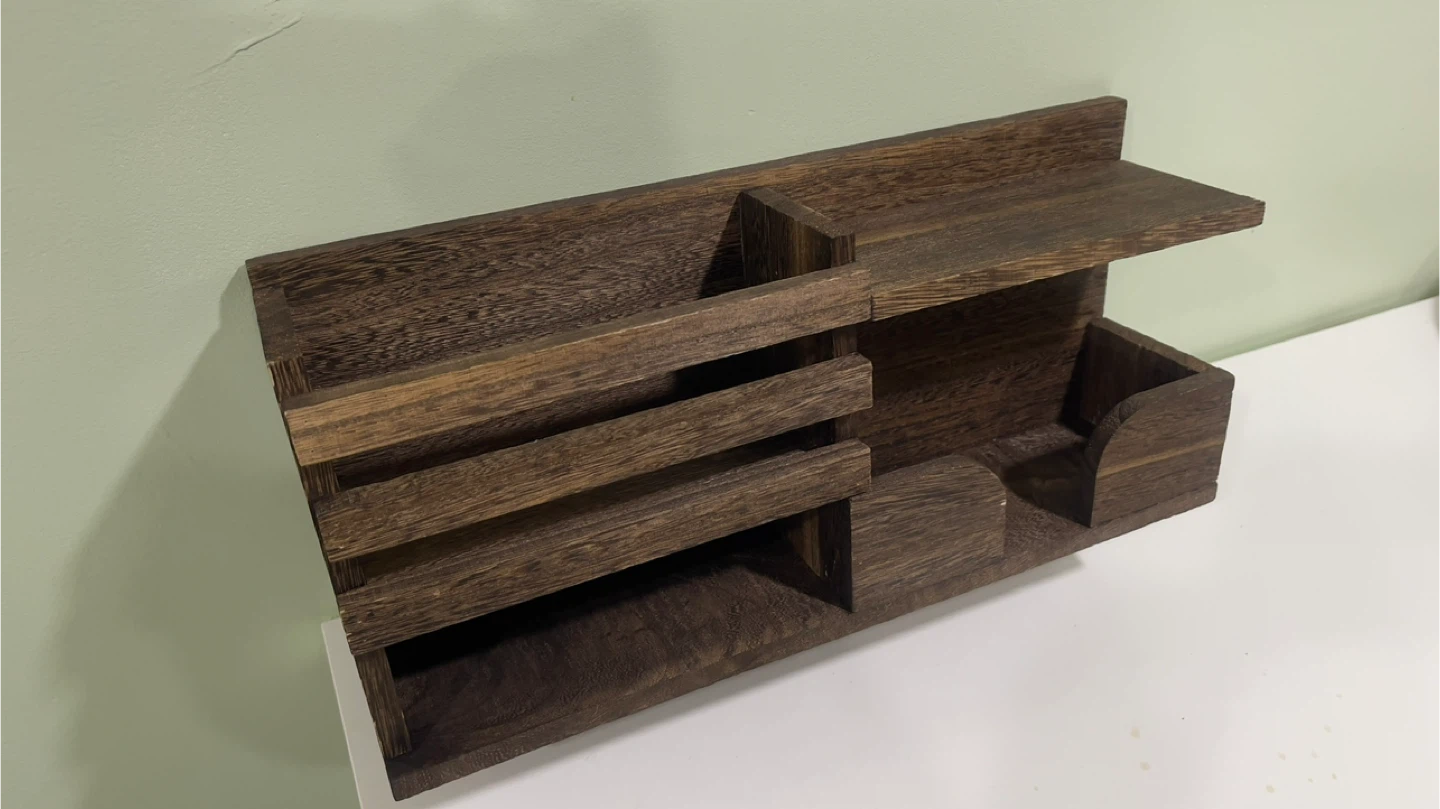 Wooden Wall Organizer with Hooks - photo 3