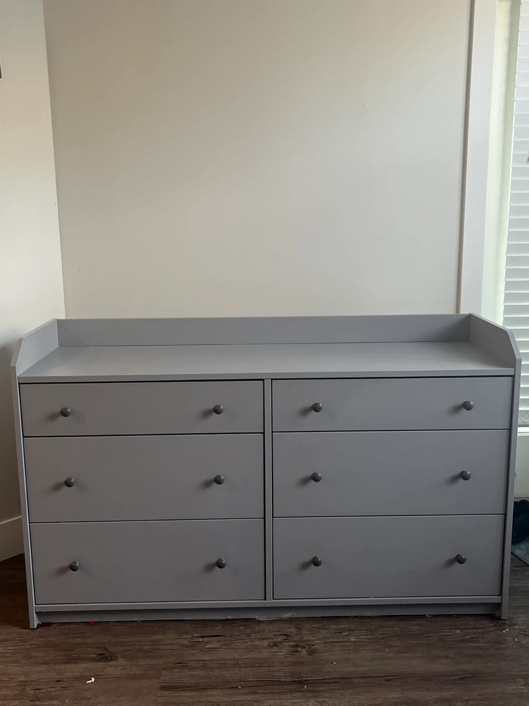 Grey 6-Drawer Dresser with Changing Top