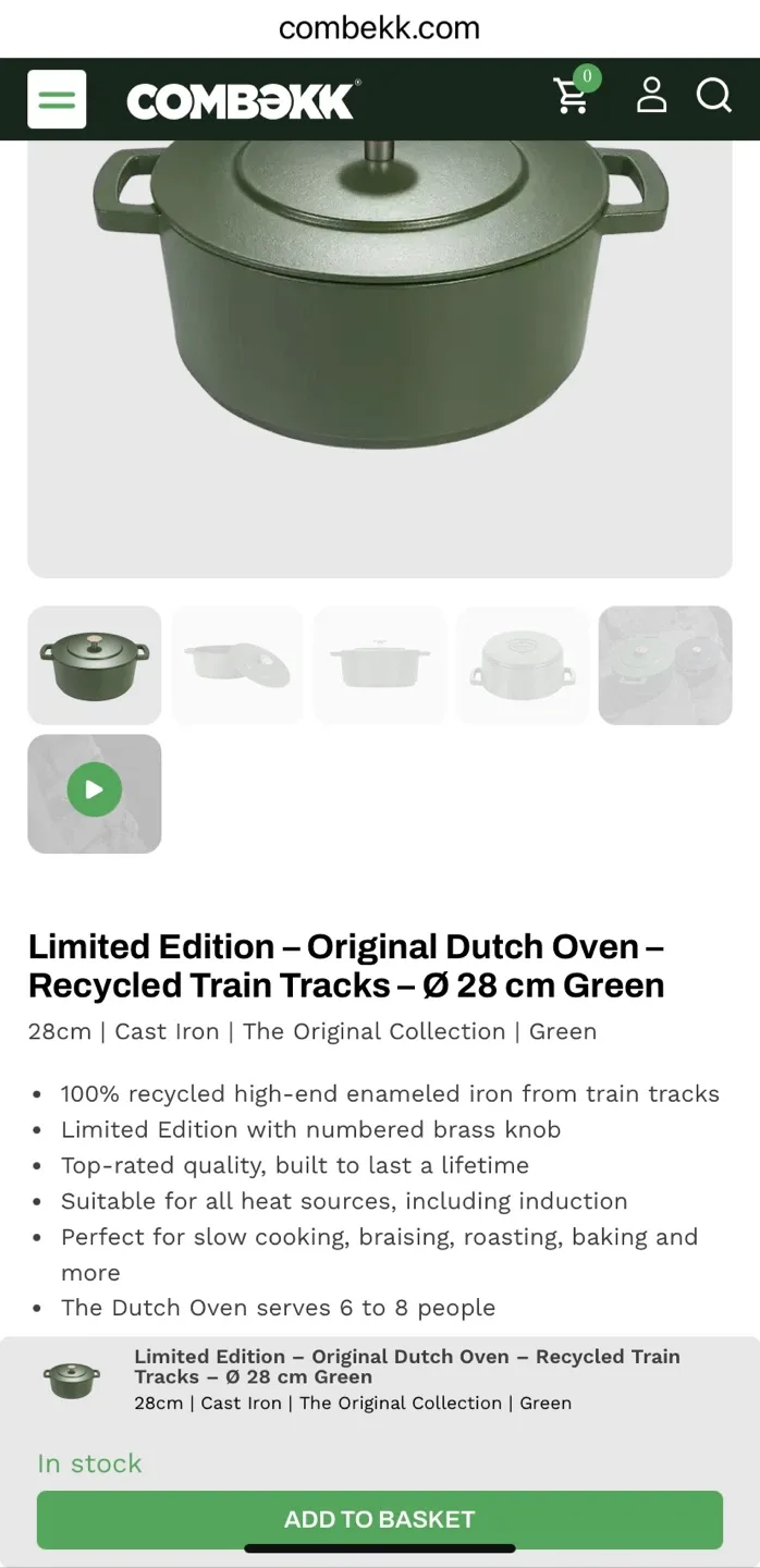 Great Deal! Combekk Railway Dutch Oven - 28cm Green image indicator(3)