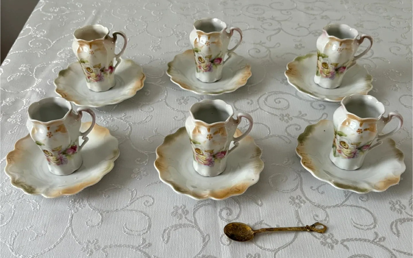 Antique Bavaria Floral Demitasse Cup & Saucer Set image indicator(2)