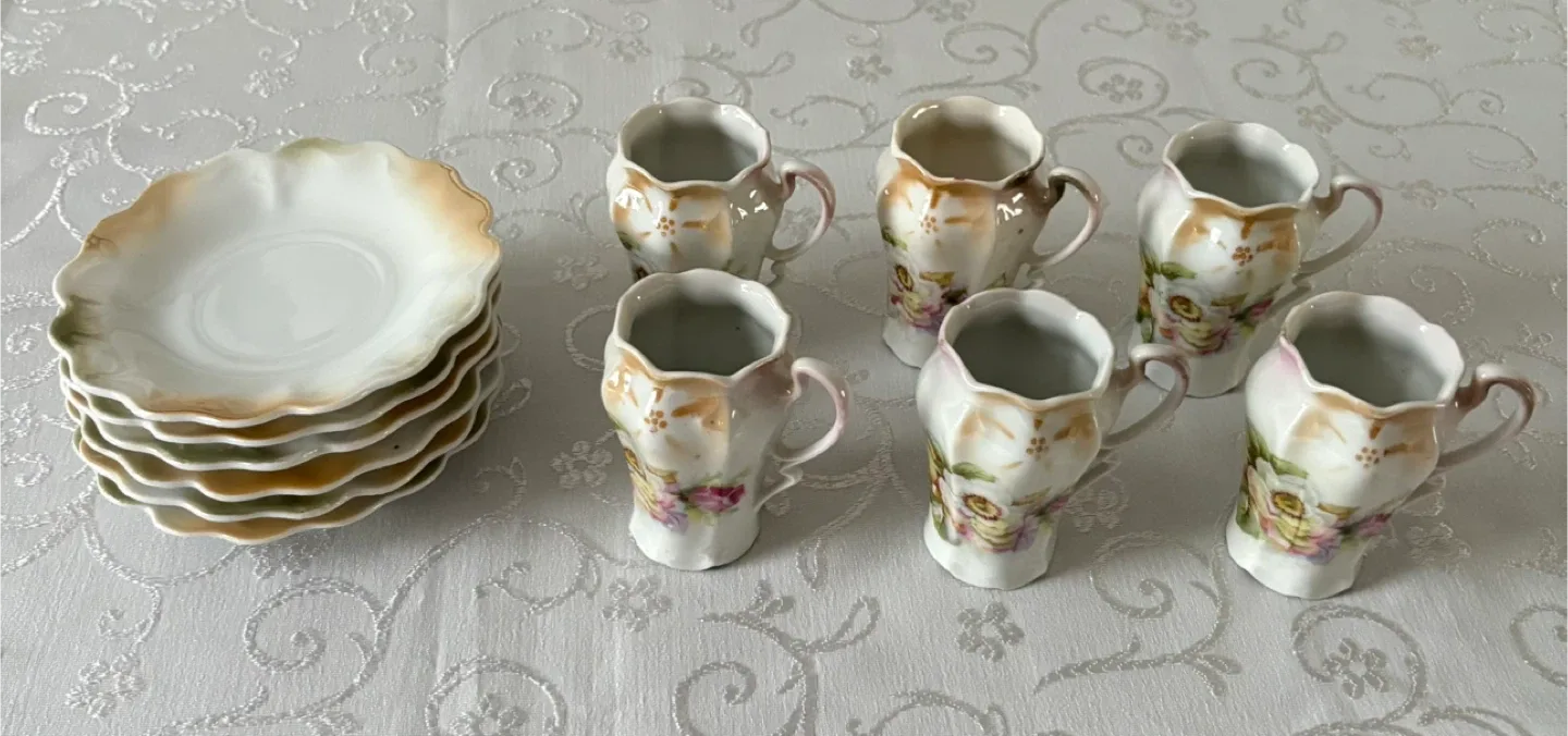 Antique Bavaria Floral Demitasse Cup & Saucer Set image indicator(8)