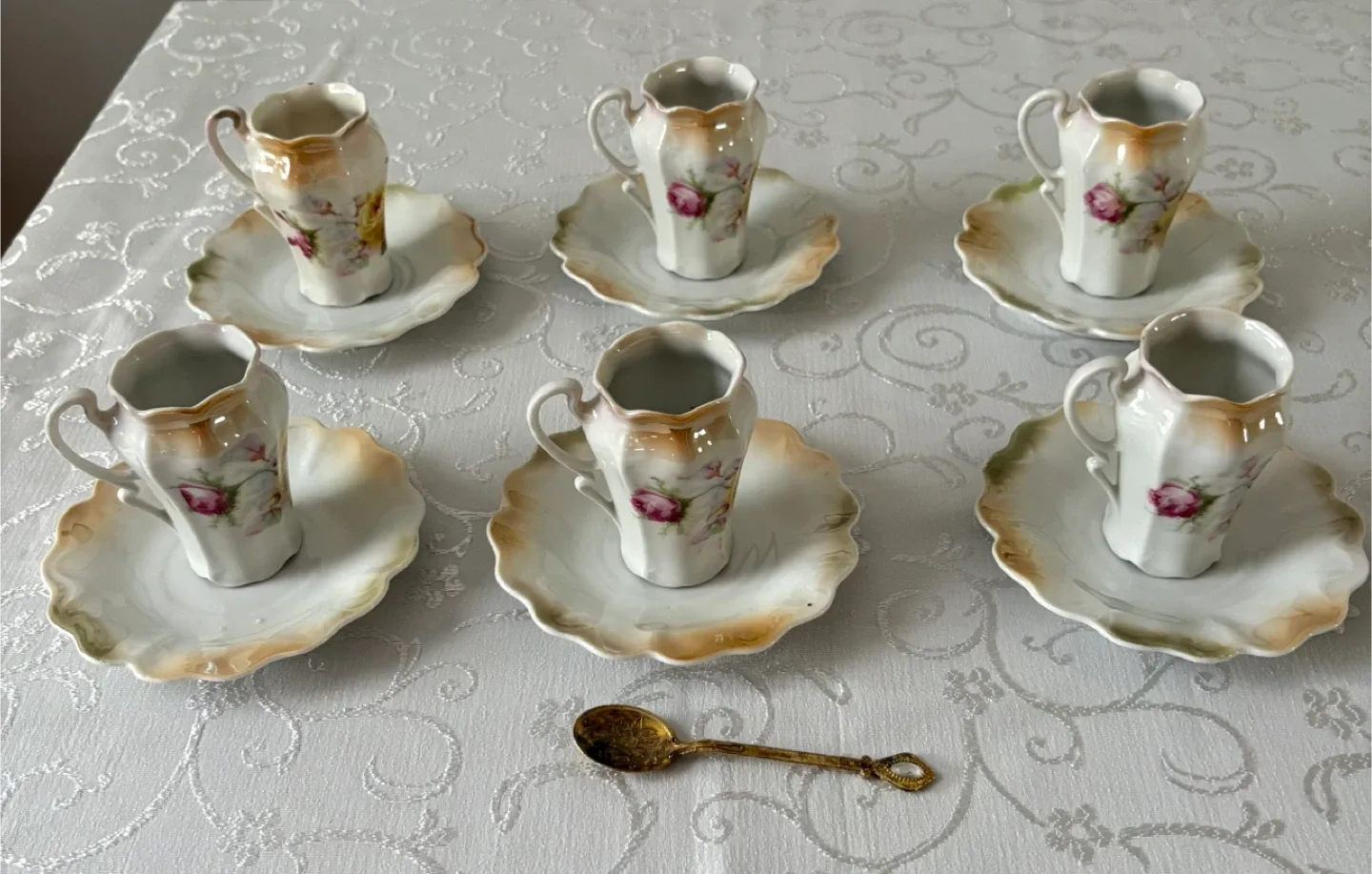 Antique Bavaria Floral Demitasse Cup & Saucer Set image indicator(9)