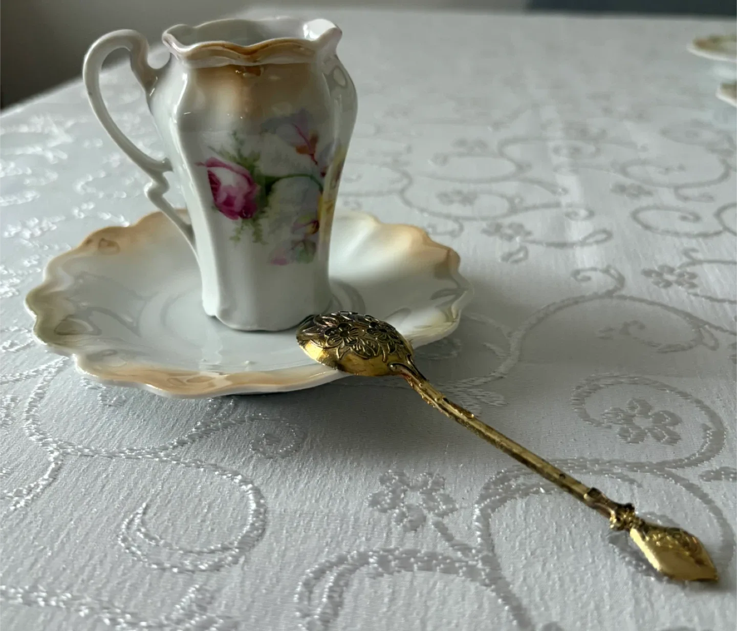Antique Bavaria Floral Demitasse Cup & Saucer Set image indicator(10)