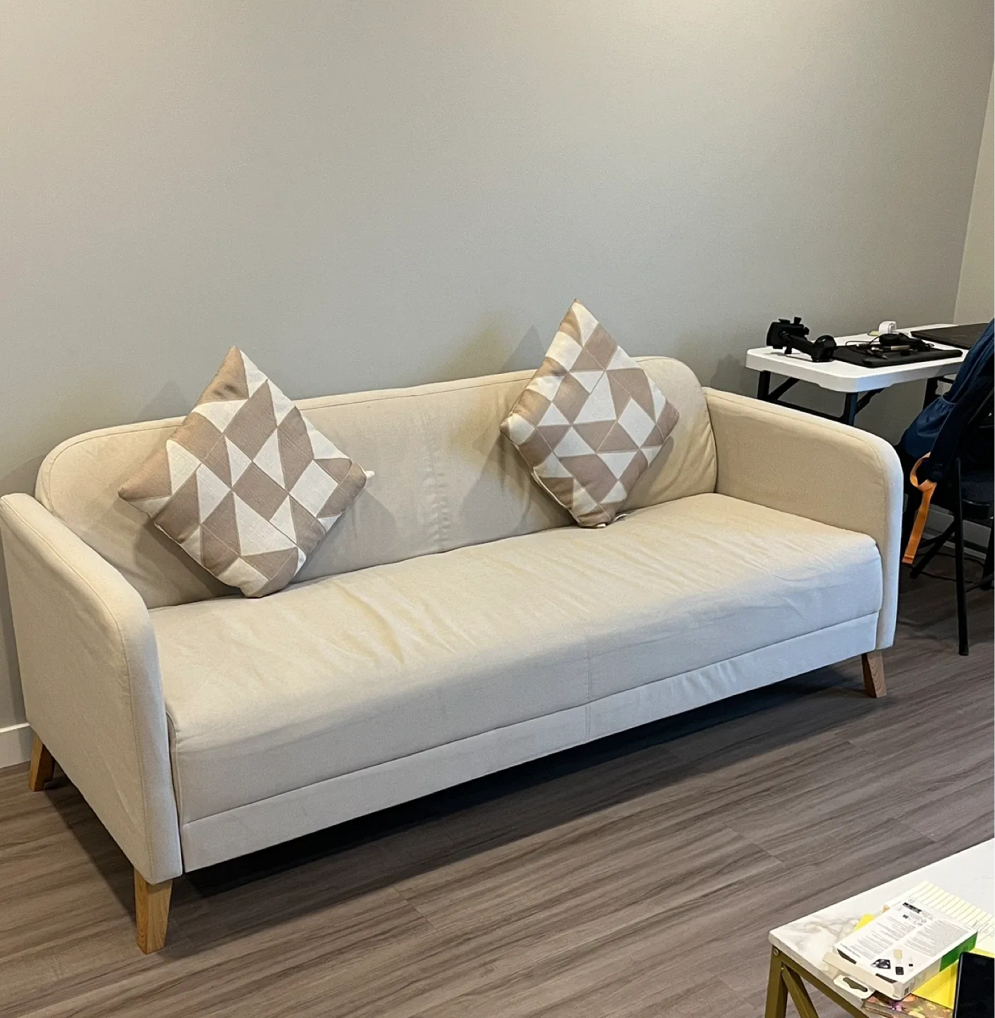 Beige Sofa with Two Cushions image indicator(2)