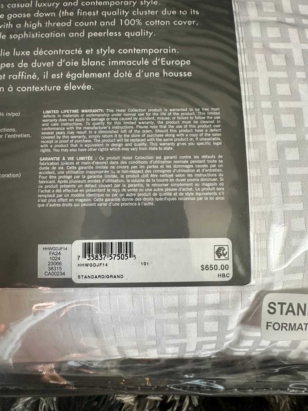 New Hotel Collection Goose Down Pillow - Standard/Queen image indicator(3)