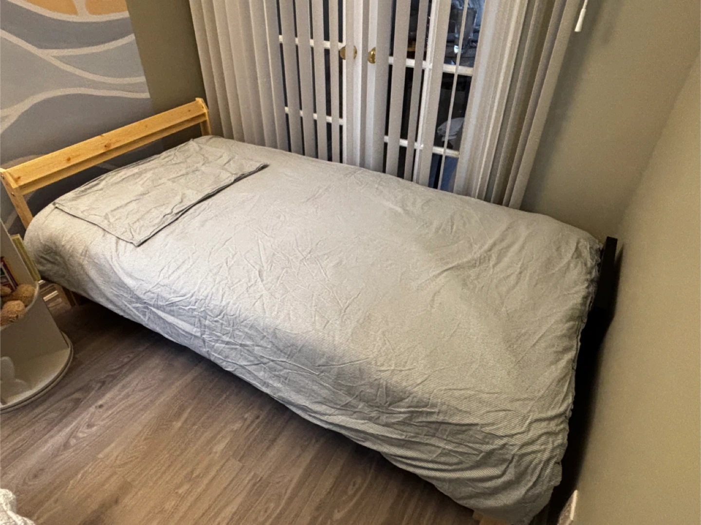IKEA Neiden Twin Bed Frame + Duvet + Sheets