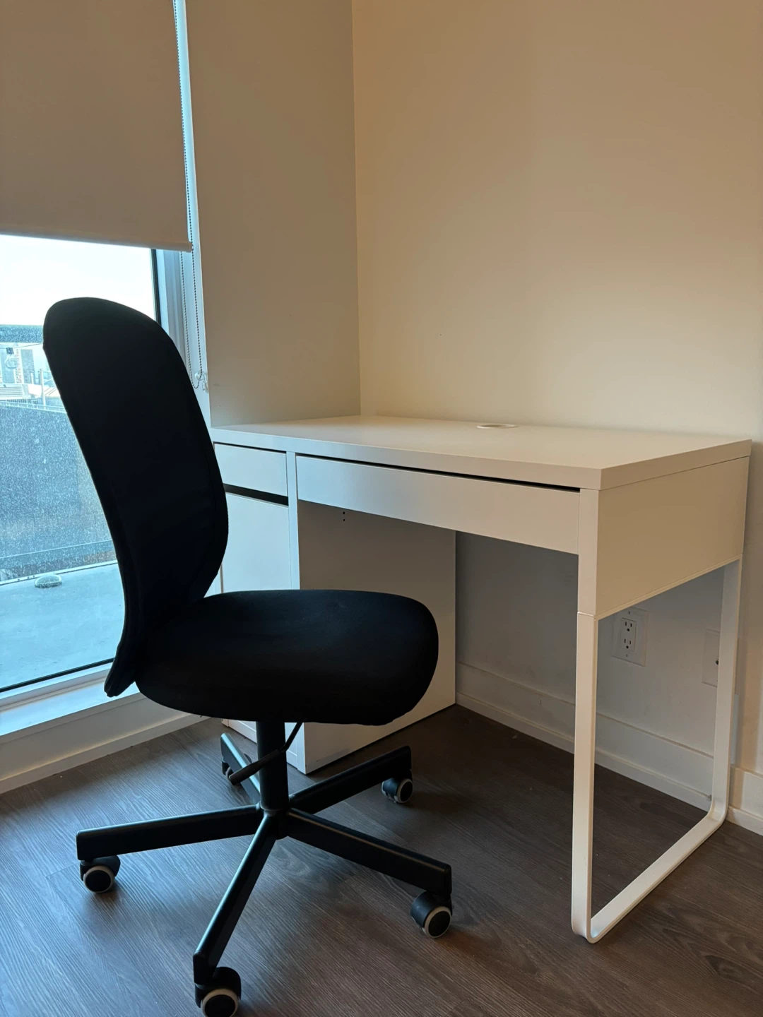 IKEA Black Office Chair & White Desk