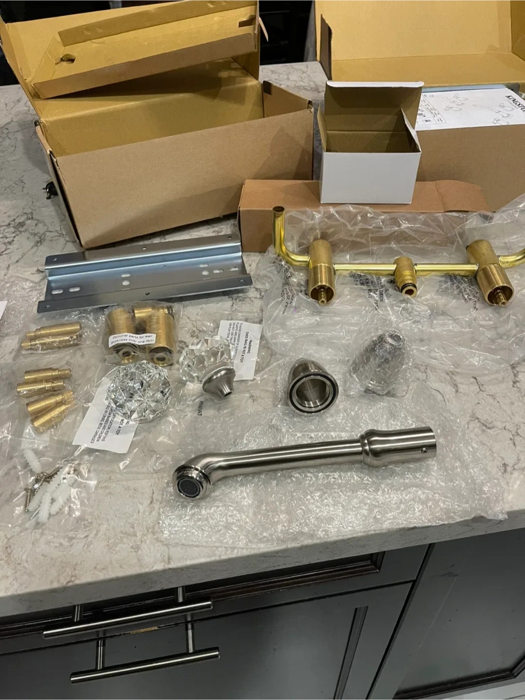 BRAND NEW! Two-Handle 3-Hole Wall Mount Bathroom Faucet image indicator(7)