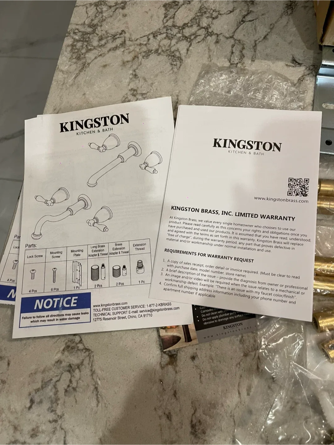 BRAND NEW! Two-Handle 3-Hole Wall Mount Bathroom Faucet image indicator(4)