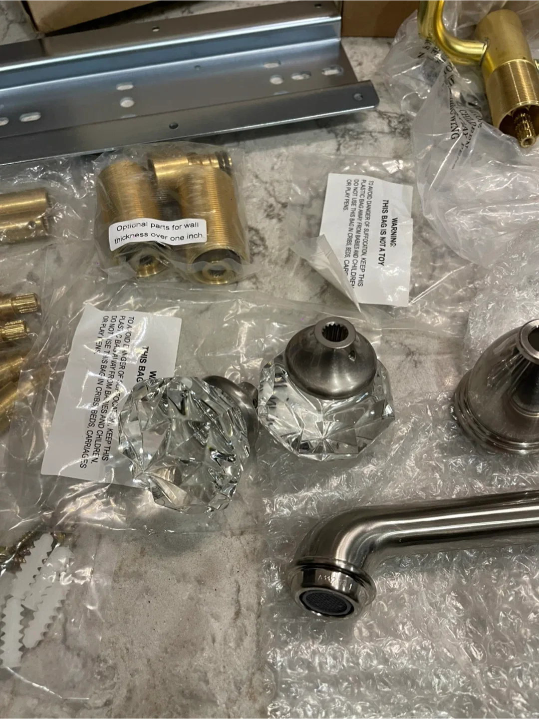 BRAND NEW! Two-Handle 3-Hole Wall Mount Bathroom Faucet image indicator(8)