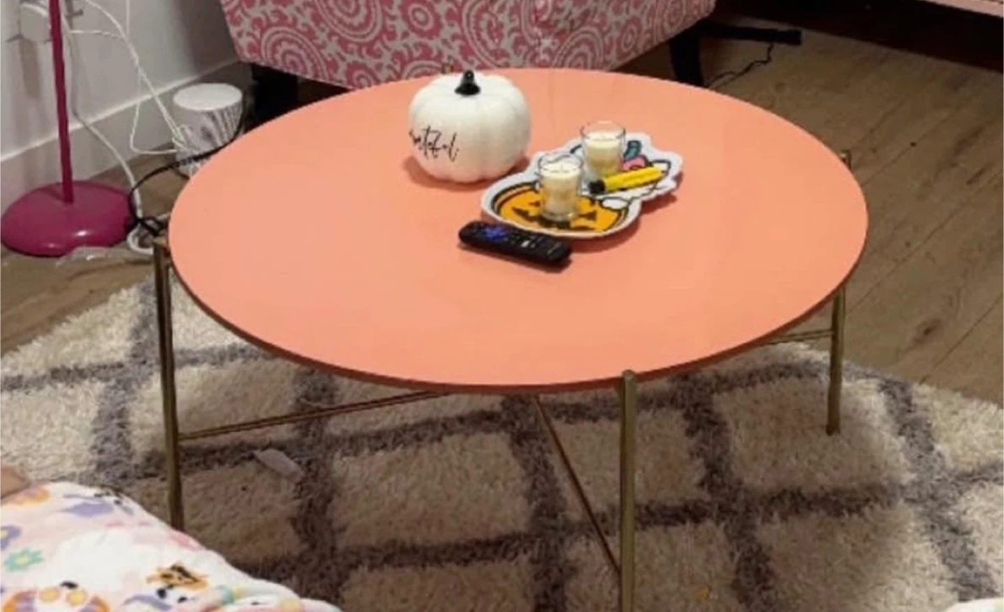 Pink Round  glass Coffee Table with removable top - photo 2