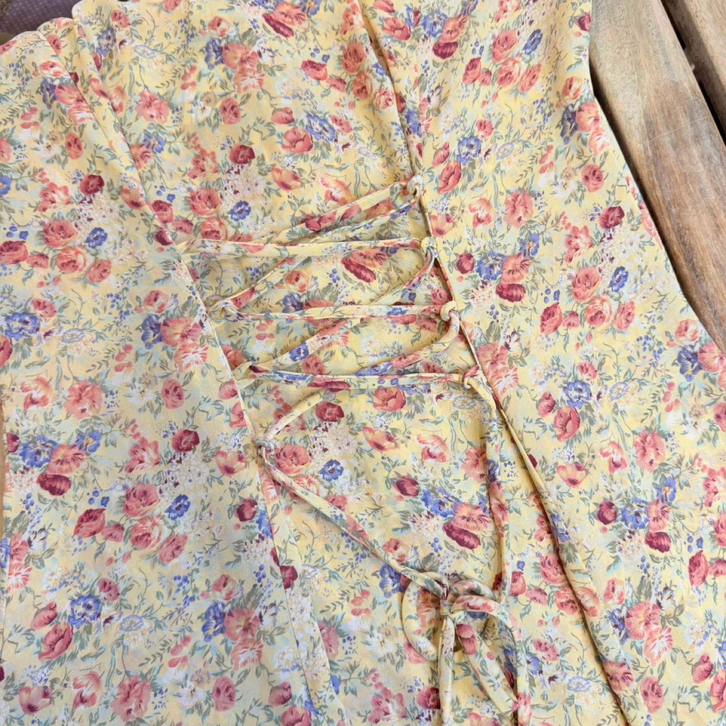 Floral Dress with Lace-Up Back image indicator(5)