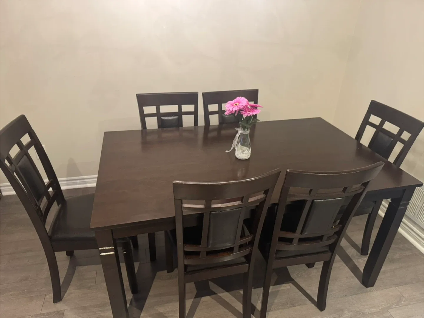 Dining Table with 6 Chairs - Dark Brown